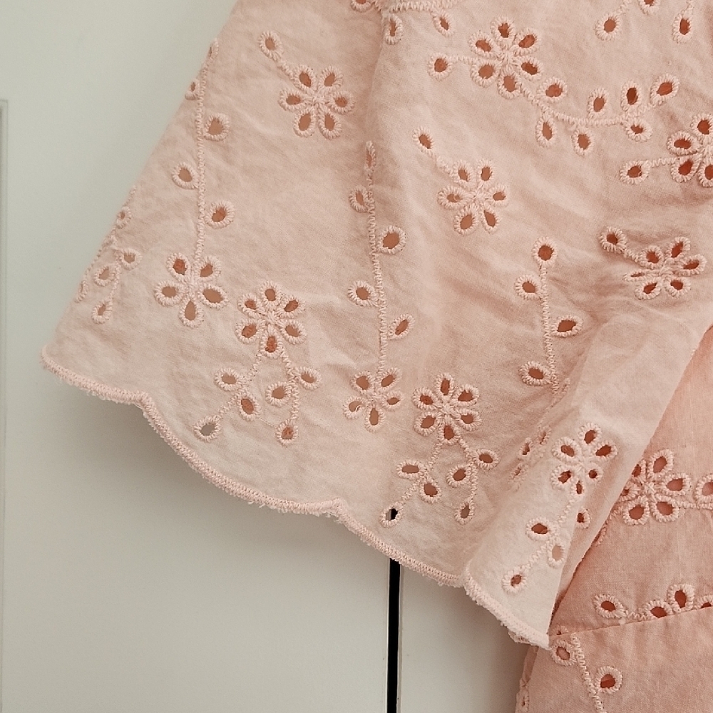 Talbot's Women's Eyelet Square Neck Cotton Top Peach Size Small - Picture 4 of 9